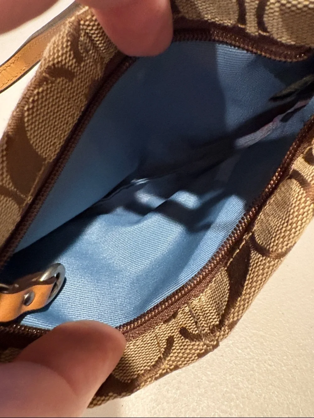 Coach - Vintage Signature Demi Pouch, Wristlet, purse. Brown.  Monogram Canvas